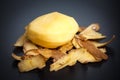 Raw peeled potatoes and potato peelings Royalty Free Stock Photo