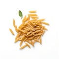 Raw penne pasta isolated on white background. AI generated Royalty Free Stock Photo