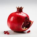 Raw Photography: Pomegranate On White Background - Detailed 8k Photo