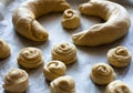 Raw pieces of buns dough before fermentation Royalty Free Stock Photo