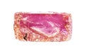 raw pink ruby crystal isolated on white