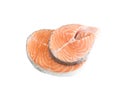 Raw Pink Salmon Steak, Red Fish, Chum or Trout Fillet Cut Out Royalty Free Stock Photo