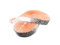 Raw Pink Salmon Steak, Red Fish, Chum or Trout Fillet Cut Out