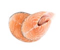 Raw Pink Salmon Steak, Red Fish, Chum or Trout Fillet Cut Out