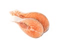 Raw Pink Salmon Steak, Red Fish, Chum or Trout Fillet Cut Out Royalty Free Stock Photo