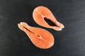 Raw Pink Salmon Steak, Red Fish, Chum or Trout Fillet