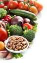 Raw pinto beans and vegetables Royalty Free Stock Photo