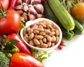 Raw pinto beans and vegetables Royalty Free Stock Photo