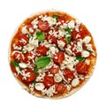 Raw pizza Margherita isolated on a white background. Uncooked pizza. View from above Royalty Free Stock Photo