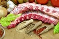 Raw Pork Baby Back Ribs On The Cutting Board Royalty Free Stock Photo