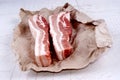 Raw pork belly on brown paper Royalty Free Stock Photo