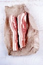 Raw pork belly on brown paper Royalty Free Stock Photo