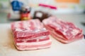 Raw pork belly closeup Royalty Free Stock Photo