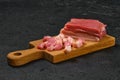 Raw pork belly on cutting board Royalty Free Stock Photo