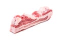 Raw pork belly meat, isolated on white background. Lard piece isolated. Fresh meat brisket