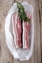 Raw pork belly with rosemary Royalty Free Stock Photo