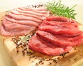 Raw pork chop and steaks for barbecue