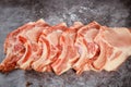 Raw pork chops bone in isolated on grey background Royalty Free Stock Photo