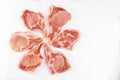 Raw pork chops bone in isolated on white background Royalty Free Stock Photo