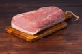 Raw pork on cutting board. clouse up Royalty Free Stock Photo