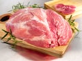 Raw pork ham on cutting board Royalty Free Stock Photo