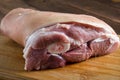 Raw pork knuckle on wood background Royalty Free Stock Photo