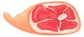 Raw pork leg. Uncooked ham cartoon icon