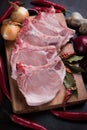 Raw pork loin chops Royalty Free Stock Photo