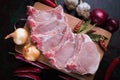 Raw pork loin chops Royalty Free Stock Photo