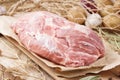 Raw pork meat - neck, or picnic ham. Fresh meat Royalty Free Stock Photo