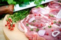 Raw pork meat and seasoning Royalty Free Stock Photo