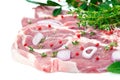 Raw pork meat and seasoning Royalty Free Stock Photo