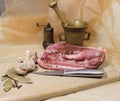 Raw pork meat with spices Royalty Free Stock Photo