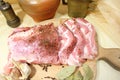 Raw pork meat with spices Royalty Free Stock Photo