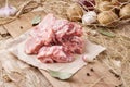 Raw pork meat - spine or vertebrae. Fresh meat and ingredients