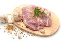 Raw pork meat steaks with spices Royalty Free Stock Photo