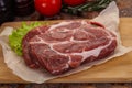 Raw pork neck steak