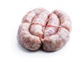 Raw pork sausages isolated on white background Royalty Free Stock Photo