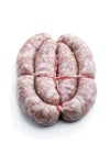 Raw pork sausages isolated on white background Royalty Free Stock Photo