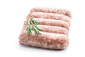 Raw pork sausages isolated on white background Royalty Free Stock Photo