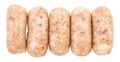 Raw pork sausages isolated on white background with clipping path Royalty Free Stock Photo