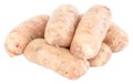 Raw pork sausages isolated on white background with clipping path Royalty Free Stock Photo