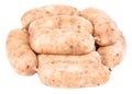 Raw pork sausages isolated on white background with clipping path Royalty Free Stock Photo