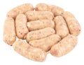 Raw pork sausages isolated on white background with clipping path Royalty Free Stock Photo