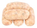 Raw pork sausages isolated on white background with clipping path Royalty Free Stock Photo