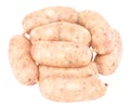 Raw pork sausages isolated on white background with clipping path Royalty Free Stock Photo