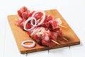 Raw pork skewers Royalty Free Stock Photo