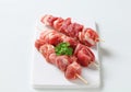 Raw pork skewers Royalty Free Stock Photo