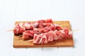 Raw pork skewers Royalty Free Stock Photo