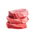 Raw Pork Stack, Steaks Pile, Fresh Uncooked Meat Slices, Raw Beef Fillet Stack Ready for Grill Royalty Free Stock Photo